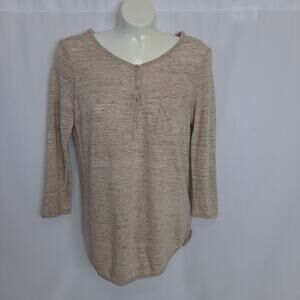 Athleta Newport Henley Tunic Heathered Beige Texture Relaxed Fit